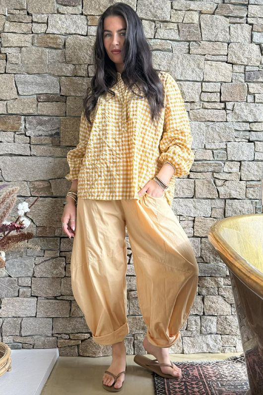 Nonni Gingham Nero Blouse Indian Yellow